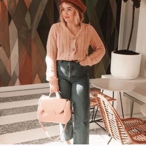 J. Crew Point Sur Pointelle Knit Cardigan XL